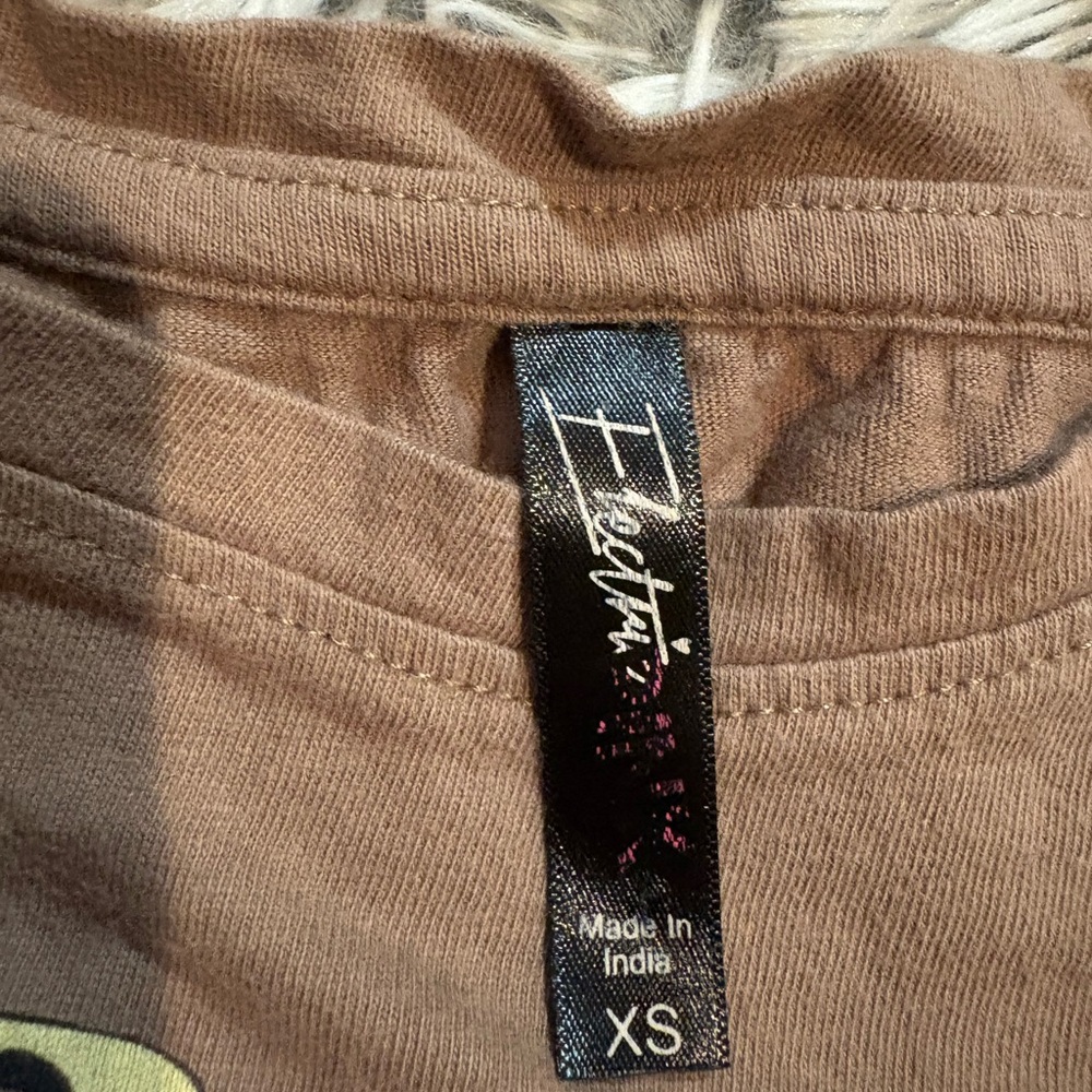 Electric Family “Love is all you need” Brown Tee with Colorful UFO and Planets - Picture 2 of 5